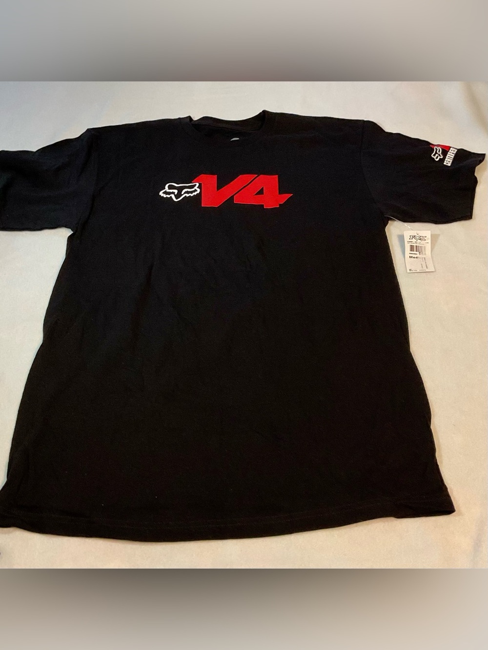 Fox Black Short-Sleeve Tee with Red V4 Graphic
